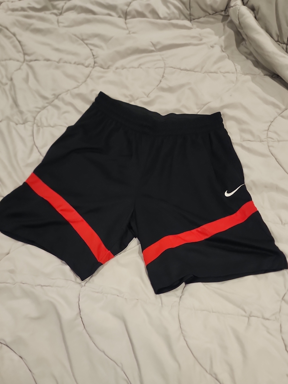 Nike Men’s Black Athletic Shorts with Red Accent